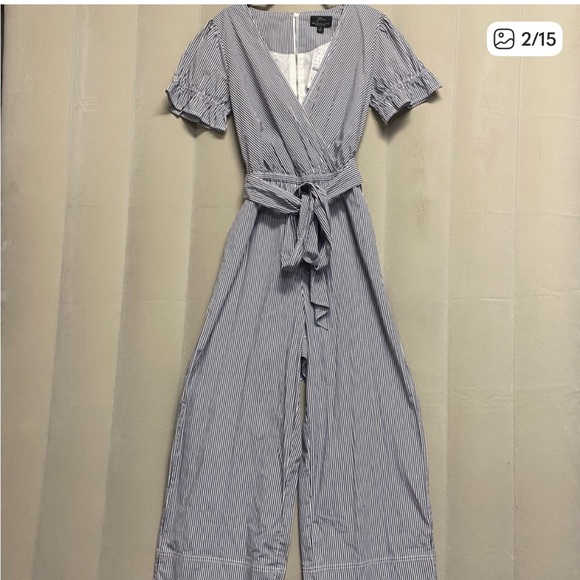 J. Crew Women’s Jumpsuit Size 4 Organic Cotton Poplin Wide Leg Striped NWT - Picture 2 of 8